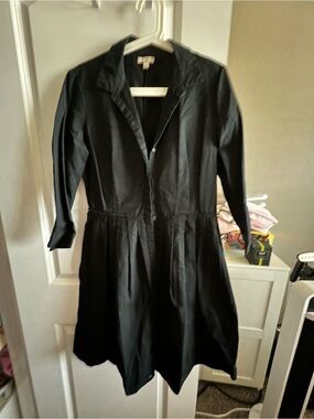 GAP Black Button-Front Trench Shirt Dress